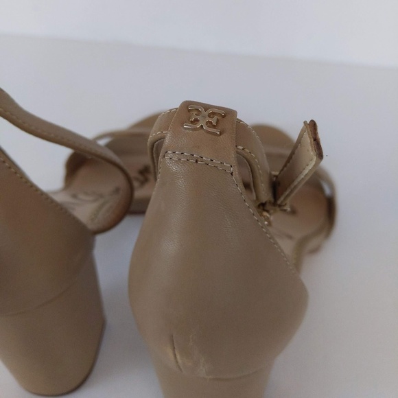 Sam Edelman Beige Leather Open Toe Heels - Picture 9 of 13